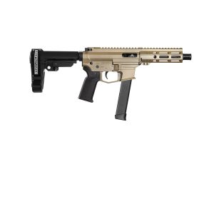 Angstadt Arms UDP-9 Billet Aluminum AR Pistol - FDE | 9mm | 6 Barrel | 5.5 M-LOK Rail | SBA3 Brace | Accepts Glock Mags