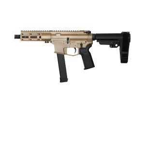 Angstadt Arms UDP-9 Billet Aluminum AR Pistol - FDE | 9mm | 6 Barrel | 5.5 M-LOK Rail | SBA3 Brace | Accepts Glock Mags