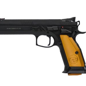 CZ 75 Tactical Sport Pistol - Black | 9mm | 5.23 Barrel | 20rd | Target Sights | Orange Grips