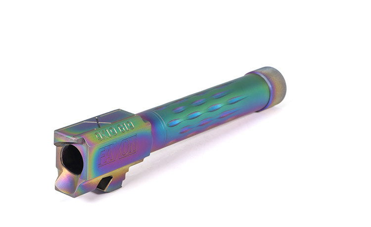 Faxon Firearms Match Series G19 Flame Fluted Barrel 416R - Threaded | Chameleon PVD - Image 3