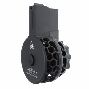 X Products X-25 50 Round Drum Magazine for AR .308 & SR-25 - Black | Skeletonized | Hex Pattern