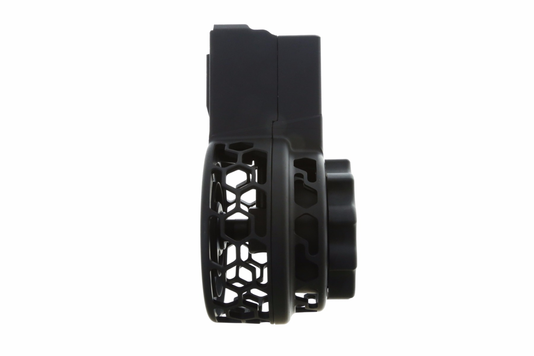 X Products X-25 50 Round Drum Magazine for AR .308 & SR-25 - Black | Skeletonized | Hex Pattern - Image 3