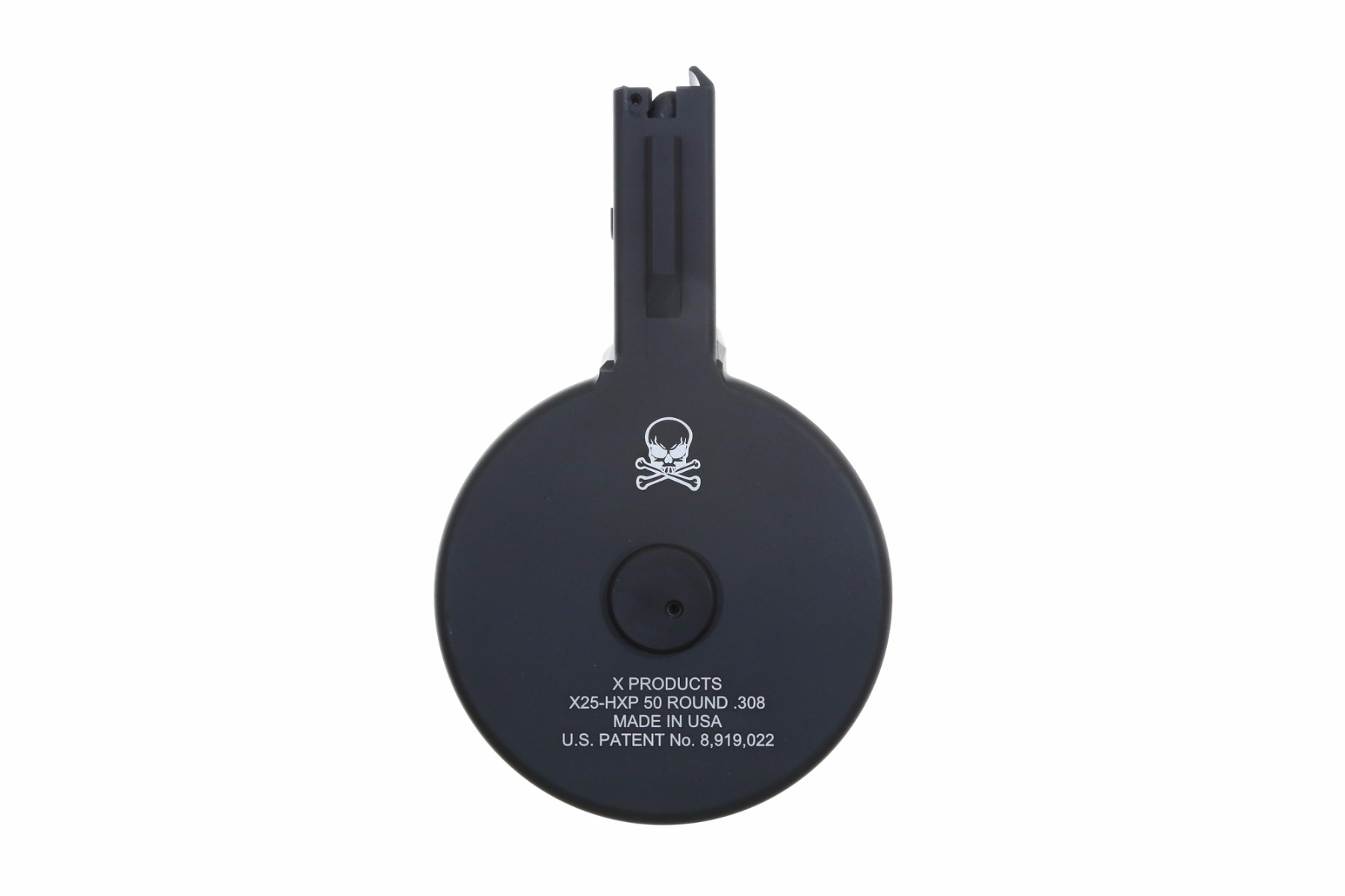X Products X-25 50 Round Drum Magazine for AR .308 & SR-25 - Black | Skeletonized | Hex Pattern - Image 6