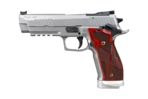 SIG SAUER P226 X5 CUSTOM WORKS STAINLESS 9MM PISTOL SAO, WOOD GRIPS 3-20RD MAGS