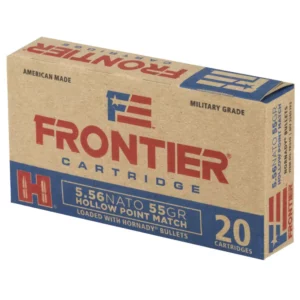 HORNADY FRONTIER 5.56NATO 55GR HP 20RD BX 500RD CASE