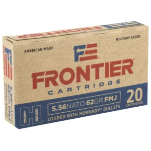 HORNADY FRONTIER 5.56NATO 62GR FMJ 20RD BX 500RD CASE