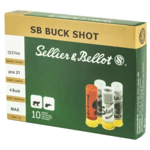 SELLIER&BELLOT 12G 2.75 #4 BK 1 1/8 10RD BOX 25 BOXES PER CASE