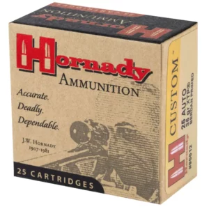 HORNADY CUSTOM 25 AUTO 35GR JHP/XTP 25RD BX 250RD CASE