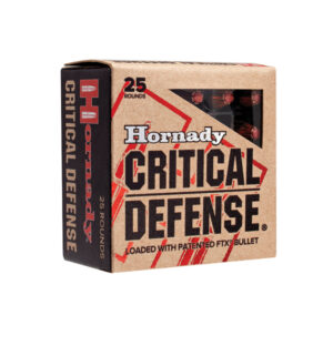 HORNADY CRITICAL DEFENSE 380ACP 90GR FTX 25RD BX 250RD CASE