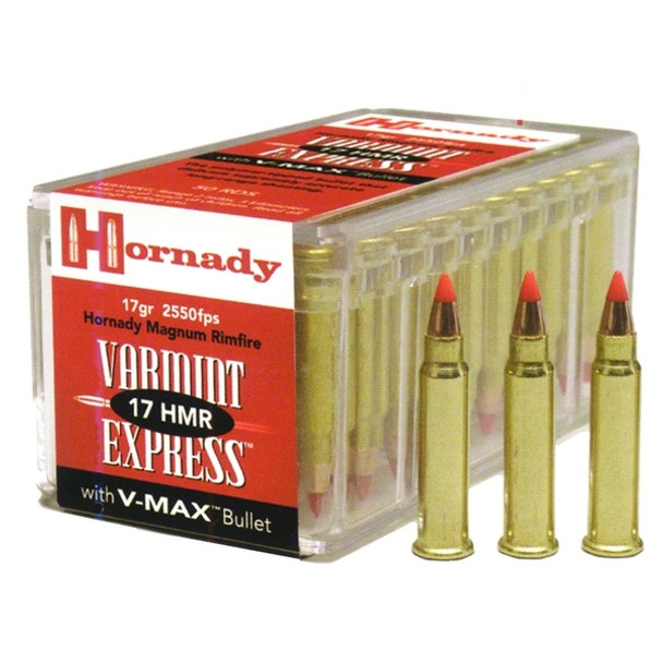 HORNADY VARMINT EXPRESS 17HMR 17GR V-MAX 50RD BX 2000RD CASE
