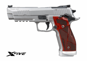 SIG SAUER P226 X5 CUSTOM WORKS STAINLESS 9MM PISTOL SAO, WOOD GRIPS 3-10RD MAGS